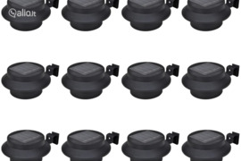 vidaXL Saulės energija įkraunami LED lauko šviestuvai, 12 vnt., juodi