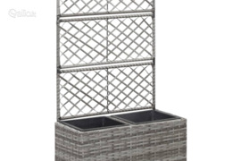 vidaXL Lovelis su treliažu, 2 vazonais, juodas, 58x30x107cm, aukštas