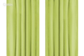 vidaXL Mikro satino užuolaidos su kilpomis, 2 vnt., 140x225 cm, žalios