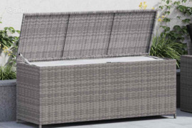 vidaXL Sodo daiktadėžė, pilkos spalvos, 150x50x60cm, poliratanas