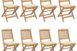 vidaXL Sulankstomos sodo kėdės su pagalvėlėmis, 8vnt., akacija