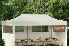 vidaXL Sulankstoma proginė palapinė 3 x 6 m, kremo spalvos