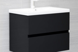 vidaXL Spintelė praustuvui, juoda, 60x38,5x45cm, apdirbta mediena