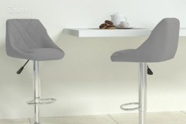 vidaXL Baro taburetės, 2vnt., šviesiai pilkos spalvos, aksomas