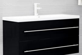 vidaXL Spintelė praustuvui, juodos spalvos, 100x38,5x48cm, mediena