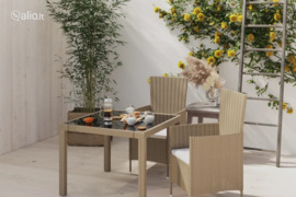 vidaXL Lauko komplektas su pagalvėlėmis, 3 dalių, smėlio, poliratanas