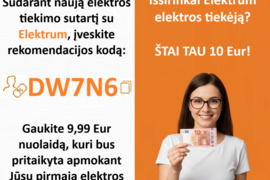 Elektrum nuolaidos kodas DW7N6 – 9,99 Eur nuolaida sąskaitai!