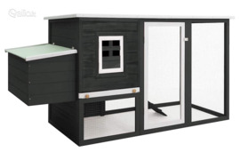 vidaXL Lauko narvas viščiukams-vištidė su lizdu, pilkas, mediena