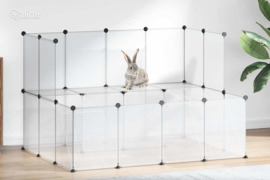 vidaXL Narvas mažiems gyvūnams, skaidrus, 143x107x93cm, PP ir plienas