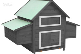 vidaXL Narvas viščiukams, pilkas/baltas, 150x96x110cm, eglės masyvas