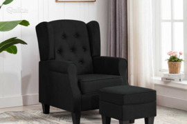 vidaXL Krėslas su pakoja, juodos spalvos, audinys