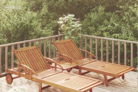 vidaXL Saulės gultų ir staliuko komplektas, 2 dalių, akacijos masyvas