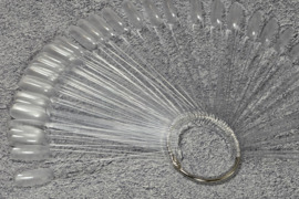 Ovali skaidri tipsų vėduoklė su žiedeliu, 50 vnt.