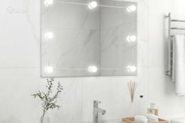 vidaXL Sieninis veidrodis su LED lemputėmis, stačiakampis, stiklas