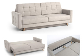 Minkšta sofa – lova su dėže patalynei „Vega”