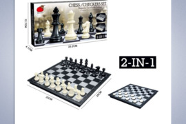 Magnetiniai šachmatai + šaškių rinkinys 25 x 25 cm