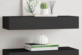 vidaXL Lentynos su stalčiais, 2vnt., juodos, 60x23,5x10cm, MDF