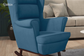 vidaXL Supamoji kėdė su atlošu, mėlynas aksomas medžio masyvas