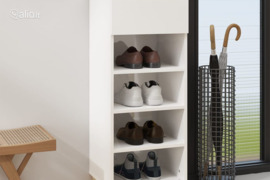 vidaXL Spintelė batams, balta, 40x36x105cm, apdirbta mediena, blizgi