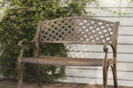 vidaXL Sodo suoliukas, bronzinės spalvos, 102cm, lietas aliuminis