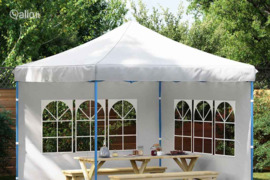 vidaXL Proginės palapinės šon. sien. su lang., 2 vnt., baltos, PE