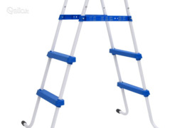 vidaXL Baseino kopėčios, mėlynos ir baltos spalvos, 84cm, plienas