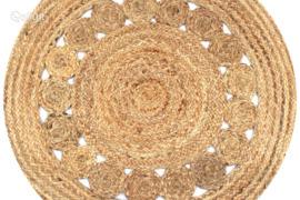 vidaXL Kilimas, pintas dizainas, džiutas, 90 cm, apvalus