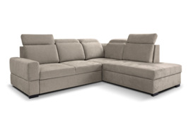 Minkštas kampas „Maxel L” su miego funkcija ir dėže patalynei