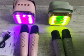 Nauja Vaikiška karaoke kolonėle rinkinys Bluetooth +2 mikrofonai LED šviesos