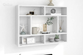 vidaXL Sieninė lentyna, baltos spalvos, 75x16x55cm, apdirbta mediena