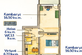  Išnuomojamas 2-jų kambarių butas Lazdynuose