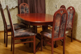 Klasikinis prailginamas valgomojo stalas + 6 kėdės