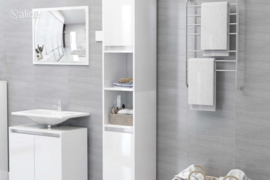 vidaXL Vonios kambario spintelė, balta, 30x30x183,5cm, mediena