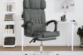 vidaXL Atlošiama masažinė biuro kėdė, tamsiai pilkos spalvos, audinys