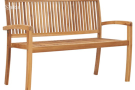 vidaXL Dvivietis sudedamas sodo suoliukas, 120cm, tikmedžio masyvas