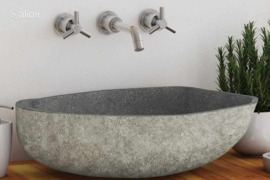 vidaXL Praustuvas, (45-53)x(34-41)cm, upės akmuo, ovalo formos