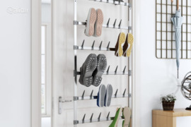 vidaXL Pakabinamas batų stovas, sidabrinės spalvos, 66x13x139cm