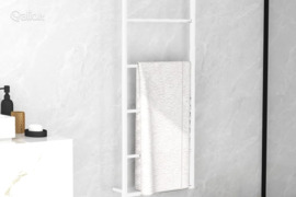 vidaXL Rankšluosčių kabykla, balta, 45x10x115 cm, plienas