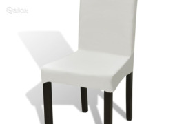 vidaXL Tiesūs įtempiami kėdžių užvalkalai, 6vnt., kreminės spalvos