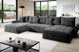 Minkštas universalus kampas “Boom U” su miegojimo funkcija ir dėže patalynei