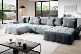 Minkštas universalus kampas „Boom U” su miego funkcija ir dėže patalynei