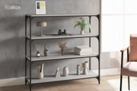 vidaXL Knygų spintelė, pilka ąžuolo, 100x33x100cm, mediena ir plienas