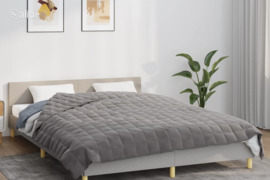 vidaXL Sunki antklodė, pilkos spalvos, 200x200cm, audinys, 13kg