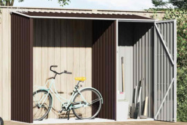 vidaXL Sodo malkinė-pašiūrė, rudos spalvos, 245x98x159cm, plienas