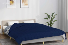 vidaXL Sunki antklodė, mėlynos spalvos, 200x200cm, audinys, 9kg