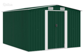 vidaXL Sodo pašiūrė, žalios spalvos, 257x298x178cm, metalas