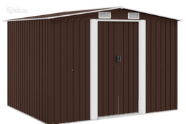 vidaXL Sodo sandėliukas, rudos spalvos, 257x205x178cm, plienas