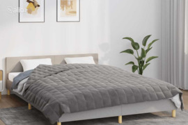 vidaXL Sunki antklodė, pilkos spalvos, 200x200cm, audinys, 9kg