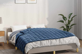 vidaXL Sunki antklodė, mėlynos spalvos, 120x180cm, audinys, 5kg