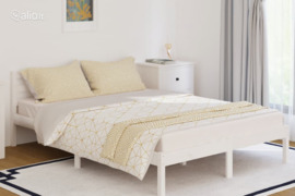 vidaXL Lovos rėmas, baltos spalvos, 140x200cm, pušies medienos masyvas